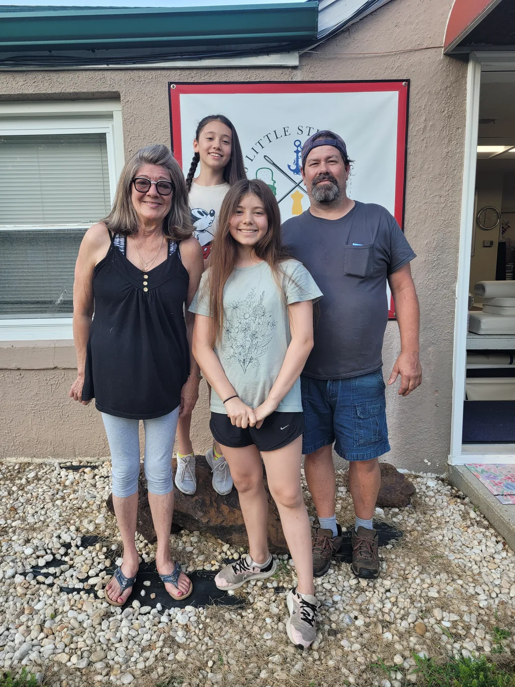 Family spending time together in the shop